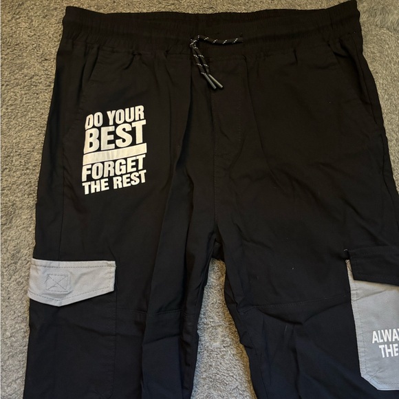 Black and Gray Jogger Pants with Motivational Text - Picture 2 of 8